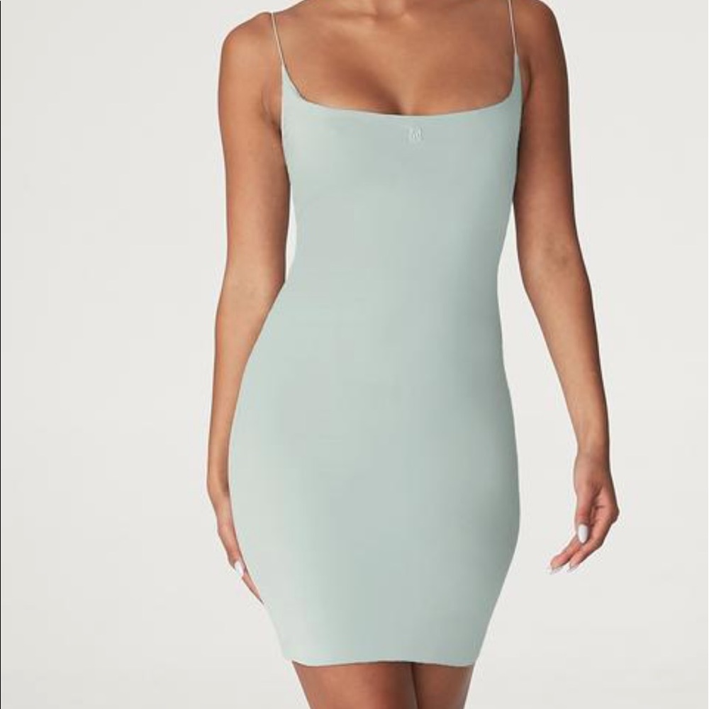VEDA THIN STRAP SCOOP NECK DRESS IN COLOR STORM